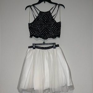 Sequin Hearts Black & White Two-Piece Prom/Homecoming Dress
